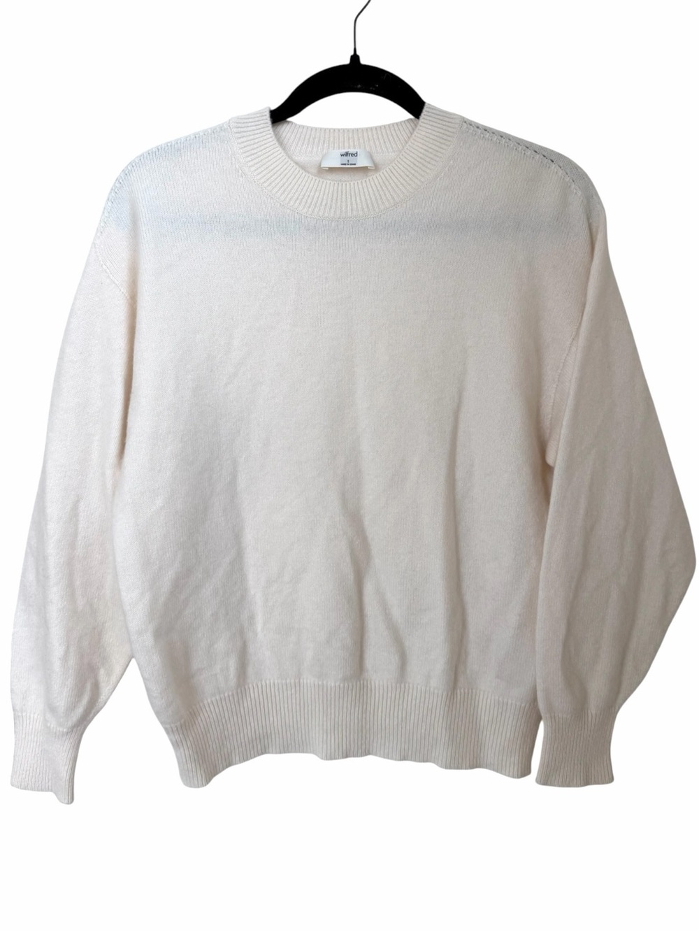 Aritzia Wilfred Cream Cashmere Wool Crewneck Sweater